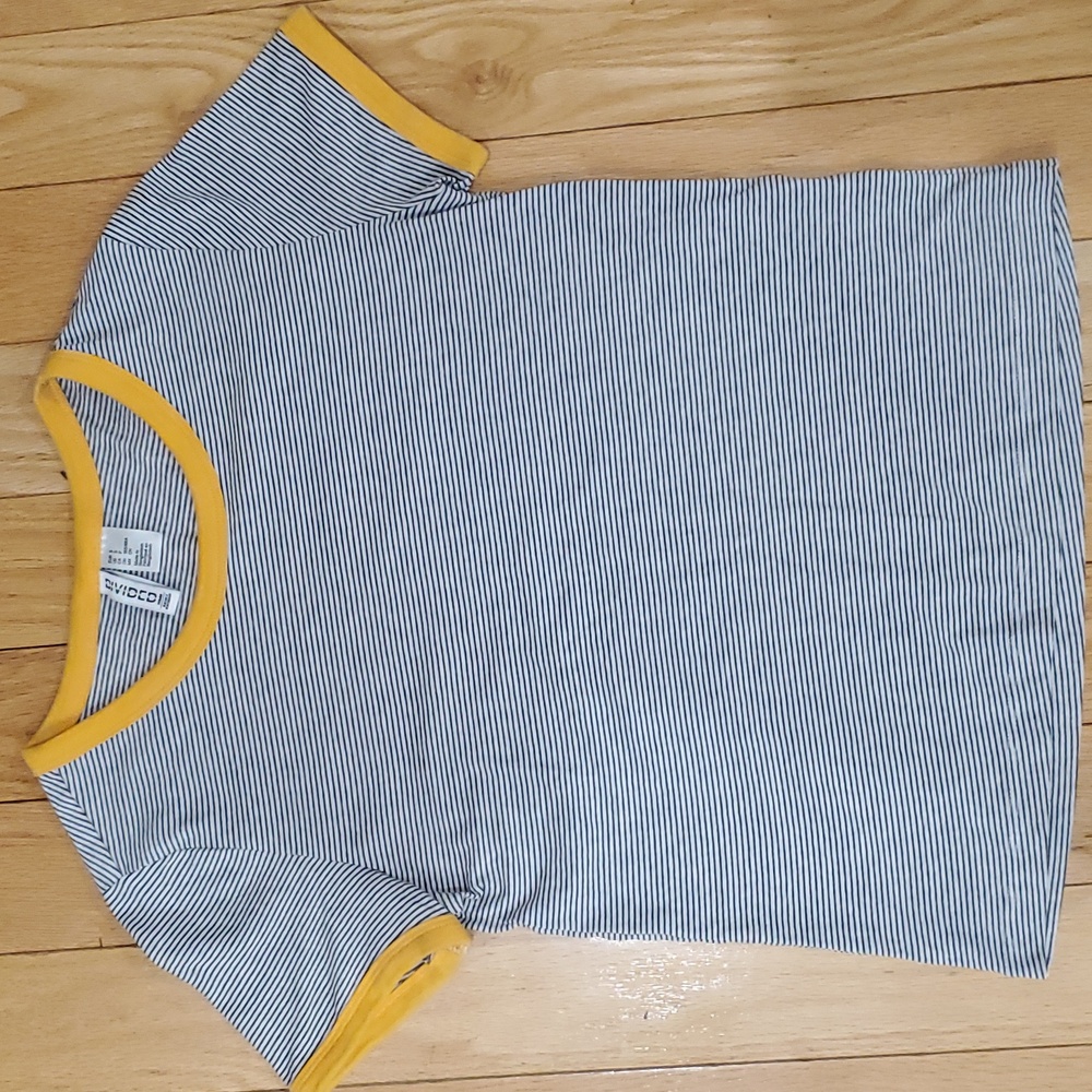 DIVIDED by H&M brand, size small, gold- sleeves and neck, and black stripes.